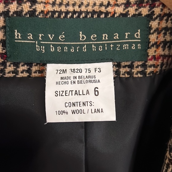 Vintage HARVE BERNARD Wool Plaid Blazer size 6 - Picture 2 of 14